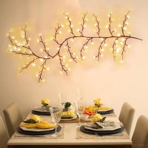 Guirnalda Colgante de Ratán Navideña Flexible DIY con Hojas de Arce y Luces LED para Decoración de Pared, Dormitorio, Fiestas y Hogar - Product Image 4