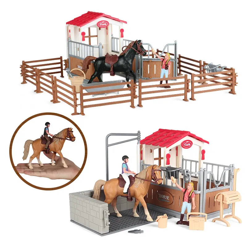 Enfants filles garçons simulation stable club de chevaux costume ferme animal grange jouets figurine modèle jouer ensemble