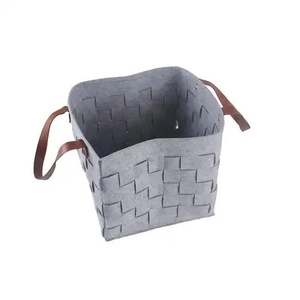 Wholesale New Arrival Foldable <b>Storage</b> <b>Basket</b> Handmade Felt <b>Storage</b> <b>Basket</b> <b>for</b> Laundry with Sturdy Handles - Product Image 3