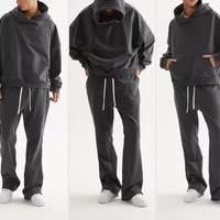 Jersey extragrande de color personalizado para hombre, chándales de color sólido, conjunto de Sudadera con capucha y pantalones para correr de primavera y otoño al por mayor