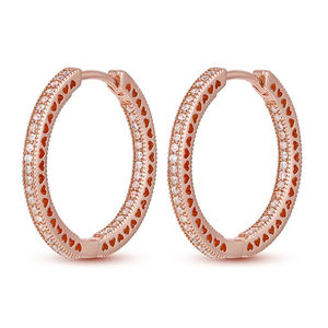 Boucles d'oreilles pour femmes avec logo <span class=keywords><strong>original</strong></span> <span class=keywords><strong>de</strong></span> haute qualité Grand cerceau en or rose avec diamant pour fête d'anniversaire Cadeau <span class=keywords><strong>de</strong></span> mode Boucles d'oreilles - Product Image 1