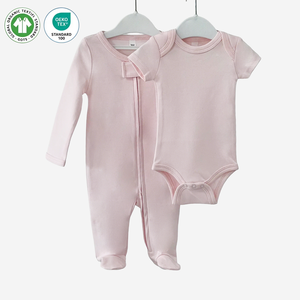 Conjunto de 2 Piezas de Ropa para Bebé de Algodón Orgánico 100% OEKO TEX, OEM ODM GOTS, Pijama para Recién Nacido, Mono Rosa para Bebé - Product Image 1