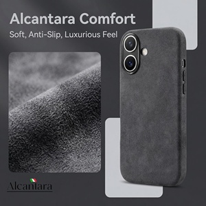 Funda para <span class=keywords><strong>iPhone</strong></span> 16 Plus, Premium, en Alcántara Italiana, con Botones Metálicos, Cierre Magnético Fuerte, <span class=keywords><strong>Precio</strong></span> de Fábrica - Product Image 3