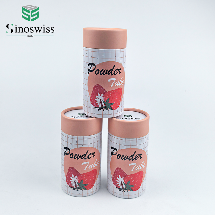Round Empty Paper Tube Packaging Airtight Lid Coffee Power Food Grade Customized Paper Cans