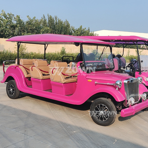 Bright <b>Pink</b> Retro Electric Antique Vehicle with Canopy for Park Tour Service - Product Image 3
