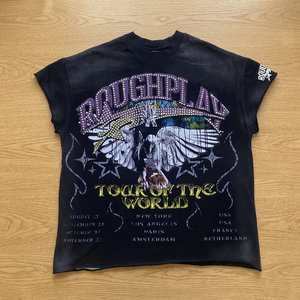 T-shirts d'été pour hommes style gothique 100 % coton à manches courtes, motif lettres, écologiques, respirants, séchage rapide, design délavé à l'acide - Product Image 3