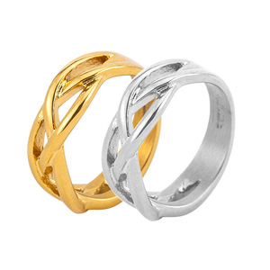 Geometric Fashion <b>Titanium</b> Steel Gold Plated Couple <b>Rings</b> Unisex Engagement Jewelry XYR0078 - Product Image 2