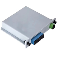 Pemisah Mini optik PLC ringkas 1X16 kompatibilitas lebar pemasangan mudah serat hemat biaya luar biasa 4G Wi-Fi FTTH 3G IP