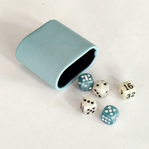 Gobelet à dés en cuir bleu, agitateur de dés silencieux et portable pour bar, <span class=keywords><strong>poker</strong></span>, dés de laids et jeux de société - Product Image 1