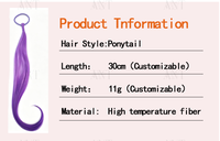 Queue de cheval pré-nouée Rainbow Body Wave en fibre haute température avec élastique pour enfants, toutes occasions