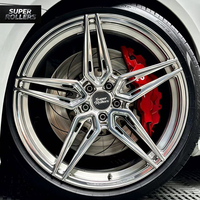 Jante en alliage d'aluminium à 3 branches séparées, finition chrome poli, 20 pouces 10J 5x114.3, à déport profond, rivetée, pour voiture de sport et style Stance