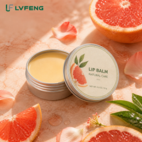 Baume à lèvres hydratant au pamplemousse avec logo personnalisé 15g, soin des lèvres portable en boîte, fabrication en gros OEM ODM, fabricant de marque privée