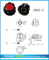 Boutons d'amplificateur 5005-5, bouton de machine à souder, bouton de commande en plastique avec trou d'axe 1/4, bouton de mixeur, bouton de console DJ