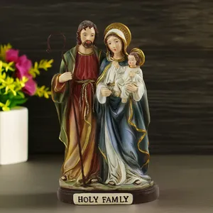 Statue classique de la Sainte Famille, figurines religieuses de luxe, sculpture européenne en polyrésine de Jésus enfant et Marie pour la décoration de Noël - Product Image 1