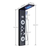 Panneau de douche mural en acier inoxydable avec robinets thermostatiques, jet de massage unique et panneau de douche LED de luxe