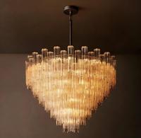 Lámparas de araña italianas de estilo retro americano, Tronchi, de cristal transparente de Murano, redondas, para techos altos, sala de estar, salón