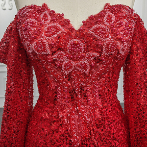 <b>Sequins</b> Long Sleeve <b>Red</b> Party Mermaid Wedding Gowns Dresses Jancember 9901-2 - Product Image 4