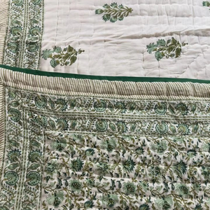 Best Handloom Kantha Design Cotton Block Print Quilted Luxury Oversized Throw <b>Blanket</b> SoftBed Coverlet Cotton Fabric Dressmaking - Product Image 1