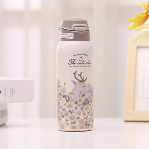 Seaygift <span class=keywords><strong>2020</strong></span> nuevo diseño de la flor de pared doble aislamiento térmico Taza Termo vacío frascos de acero inoxidable botella de agua con paja - Product Image 5
