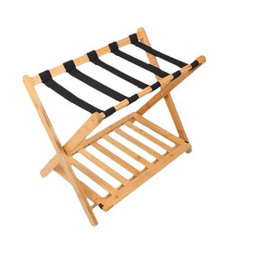 Wooden Luggage Storage Rack <b>Foldable</b> Double Layer Entryway <b>Shoe</b> Rack For Home Hotel Use - Product Image 5