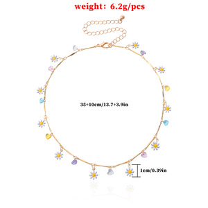 Jewelry Colorful Straight Tube Chain for Women <b>Simple</b> Elegant Enamel Flower Pendant <b>Necklace</b> - Product Image 5