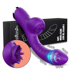 Vibrateur pour femmes 2 en 1 Machine à lécher Stimulateur du clitoris Point G <span class=keywords><strong>Vibro</strong></span> puissant <span class=keywords><strong>Vibro</strong></span>-dildo Baguette suceuse de clitoris Jouets sexuels pour adultes - Product Image 1