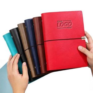 Custom A5 Retro Leather <b>Notebook</b> Journal <b>Thick</b> Travel Diary with Elastic Strap for Office, Gifts, and Promotional Branding - Product Image 1