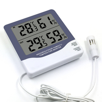 Termometer Sensor Temperatur, CH-927 Termometer Sensor Kelembapan, Termometer Dalam dan Luar Ruangan LCD