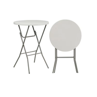Mesa de Bar de cóctel plegable redonda de plástico blanco portátil al por mayor 60cm 80cm de altura superior para comedor al aire libre y eventos de fiesta