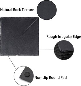 Milieuvriendelijke klassieke zwarte leisteen onderzetters, aanpasbare matten & pads voor thuis, bar & keuken. - Product Image 5