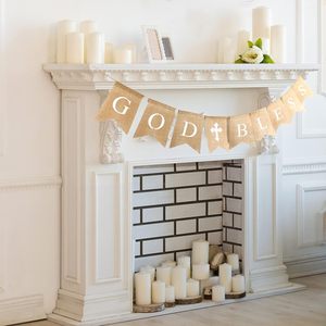 Pancarta 'Dios te Bendiga', Kit <span class=keywords><strong>de</strong></span> Pancarta para <span class=keywords><strong>Primera</strong></span> Comunión, Pancarta Rústica para Bautizo <span class=keywords><strong>de</strong></span> Niños y Niñas, Decoración para Baby Shower y Fiesta <span class=keywords><strong>de</strong></span> Cumpleaños - Product Image 4
