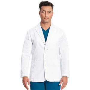 Bata de laboratorio de seda clásica moderna con solapas con muescas Tela tejida Doctor Scrub Sets Consulta OEM para hospitales Impreso personalizado - Product Image 2
