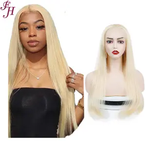 FH 200 Density Raw Virgin Hair Straight Wig Blend 613 Blond Brazilian Remy 30 Inch Bone Silky Straight Hair Wig