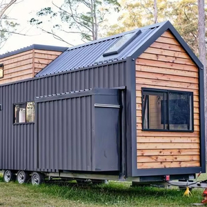 Petite maison 2 chambres sur roues Maison mobile préfabriquée à cadre en acier léger pour la vie en plein air - Product Image 1