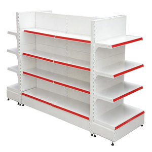 Gondole d'affichage au détail en métal blanc de style nome personnalisé étagères à l'arrière solide pour magasins et magasins - Product Image 2