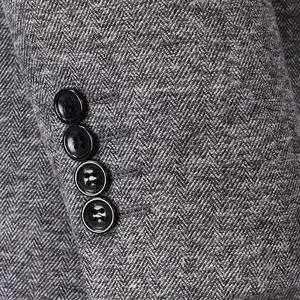 Otoño-Invierno Formal Negocios Esmoquin Boda Gris Lana Tweed Single Breasted Men Suite 3 Piezas - Product Image 4