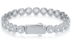 Chaîne cubaine Miami en argent sterling S925 avec moissanite incolore taille brillant 7 mm, halo épais et cluster éclatant, style streetwear bling-bling - Product Image 3