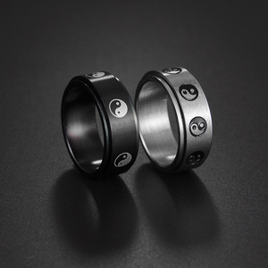Haute qualité en acier inoxydable Taiji anneaux accessoires significatif rotatif décompression anneau 8mm potins anneau cadeaux pour femmes hommes - Product Image 1