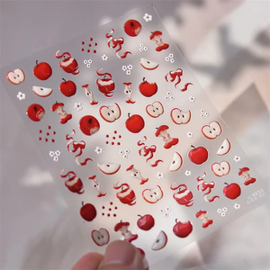 कम कीमत वाले मीठे मैनीक्योर फल स्टिकर वाले सेब के साथ सेब कला चारपाई सजावट थोक - Product Image 6