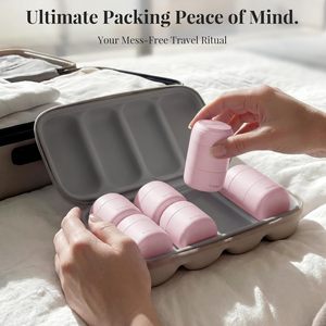 Juego <span class=keywords><strong>de</strong></span> recipientes <span class=keywords><strong>de</strong></span> viaje para artículos <span class=keywords><strong>de</strong></span> aseo - 6 recipientes <span class=keywords><strong>de</strong></span> viaje a prueba <span class=keywords><strong>de</strong></span> fugas con bolsa <span class=keywords><strong>de</strong></span> transporte, recipientes <span class=keywords><strong>de</strong></span> doble pared con carcasa rígida <span class=keywords><strong>de</strong></span> PLA - Rosa - Product Image 2