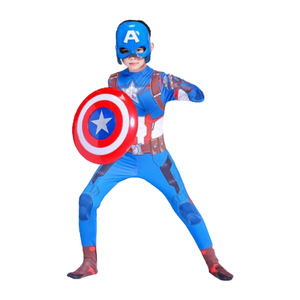3T-4T Macacão Capitão Steve Rogers Traje de Halloween para Crianças Endgame Criança Traje Com Escudo Máscara - Product Image 1