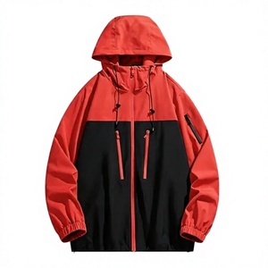 Chaqueta de Hombre sin Capucha, Transpirable, Cortavientos, con Cuello Mao, Bloques de Color, Cierre de Cremallera, Estilo Casual, Tejida para Invierno - Product Image 3