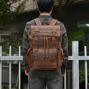 <span class=keywords><strong>Sac</strong></span> à dos Vintage pour <span class=keywords><strong>ordinateur</strong></span> portable, de grande capacité <span class=keywords><strong>17</strong></span> <span class=keywords><strong>pouces</strong></span>, en <span class=keywords><strong>cuir</strong></span> de cheval fou, pour voyage - Product Image 6