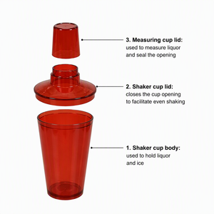 Vente en gros de mini <span class=keywords><strong>shaker</strong></span> à cocktail en plastique PS 20oz nouveauté <span class=keywords><strong>shaker</strong></span> <span class=keywords><strong>bacardi</strong></span> transparent pour boisson au bar - Product Image 2