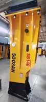 Marteau brise-roche hydraulique SB140 pour excavatrices de 34-42 tonnes, diamètre de la pointe de 155 mm, couleur jaune, garantie 1 an, usage minier