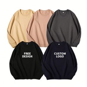 Sweat-shirt à col rond avec poche, manches longues, en coton épais, unisexe, uni, extra large, vêtements personnalisés - Product Image 4