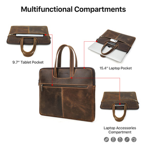 Sac Housse en Cuir Vintage Mince de Gros pour Ordinateur Portable 14-15 Pouces, Mallette <span class=keywords><strong>Coque</strong></span> en Cuir Personnalisée pour <span class=keywords><strong>MacBook</strong></span> <span class=keywords><strong>Pro</strong></span> 14 Pouces - Product Image 3