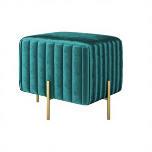 Otomana de Metal Cuadrada Tapizada en Terciopelo Azul de Estilo Moderno para Dormitorio o Sala de Estar de Hotel Contemporáneo SWT - Product Image 4