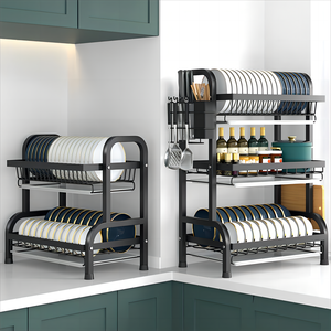 Yemek setleri mutfak depolama raf kuru tutmak Mildewproof bulaşık kurutma raf dayanıklı <span class=keywords><strong>Metal</strong></span> depolama tutucular ve raflar - Product Image 2