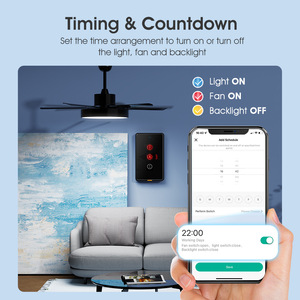 Interrupteur tactile intelligent Tuya WiFi pour ventilateur et éclairage, 2 gangs, norme américaine, avec contrôle par application et prise en charge de l'assistant vocal - Product Image 4